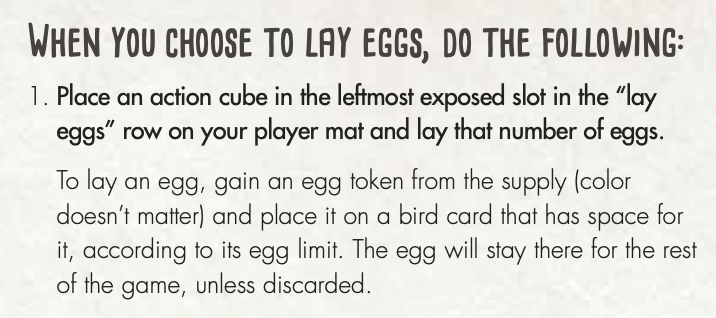Step 1 description for laying anegg