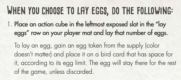 Step 1 description for laying an
egg